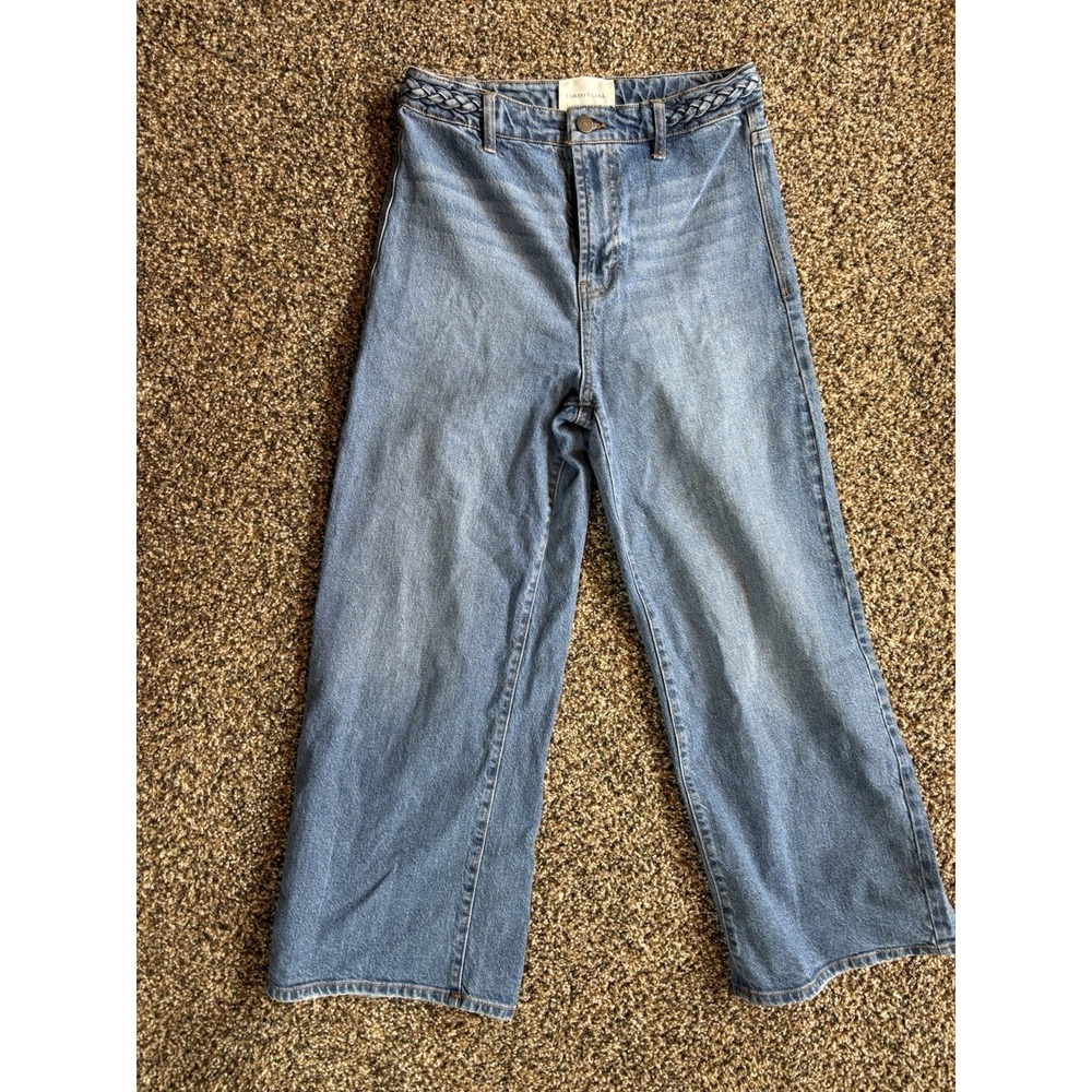 Habitual Wide Leg Jeans Women's 4/27 Braided High Waist D8